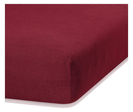 Cearsaf de pat cu elastic Ameliahome, Ruby Dark Red, bumbac, 180x200 cm, rosu inchis