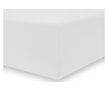 Cearsaf de pat cu elastic Decoking, Nephrite White, bumbac, 180x200 cm, alb