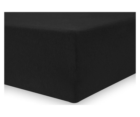 Cearsaf de pat cu elastic Decoking, Amelia Black, microfibra, 140x200 cm, negru