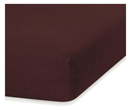 Cearsaf de pat cu elastic Ameliahome, Ruby Brown, bumbac, 100x200 cm, maro
