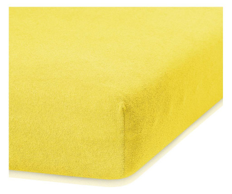 Cearsaf de pat cu elastic Ameliahome, Ruby Yellow, bumbac, 220x220 cm, galben