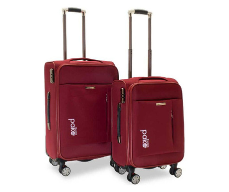 Set 2 valize Pakoworld, Adventure Pakoworld Dark Red, rosu inchis, textil