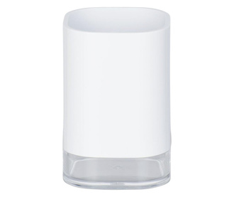 Pahar pentru baie Wenko, acril, 8x8x12 cm, transparent/alb