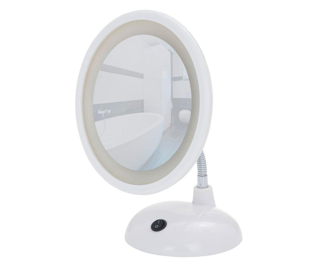 Oglinda cosmetica cu LED Wenko, plastic, 18x12x28 cm, alb
