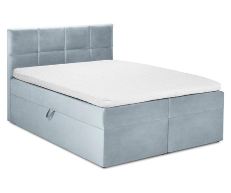 Čalúnená posteľ s úložným priestorom Mimicry Light Blue