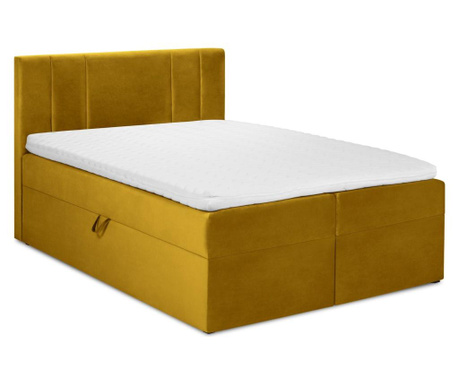 Čalúnená posteľ s úložným priestorom Afra Mustard