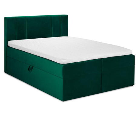 Čalúnená posteľ s úložným priestorom Afra Bottle Green