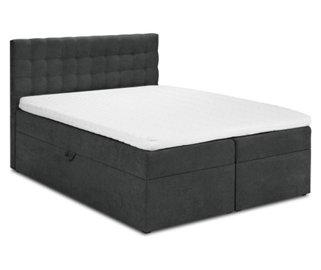 Łóżko kontynentalne ze schowkiem Jade Dark Grey 140x210 cm