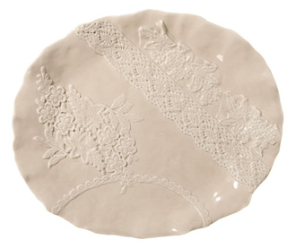 Farfurie pentru servire L'arte Di Nacchi, ceramica, crem, 31x26x3 cm