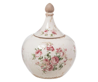 Vas decorativ cu capac L'arte Di Nacchi, ceramica, 22x22x30 cm, alb/roz