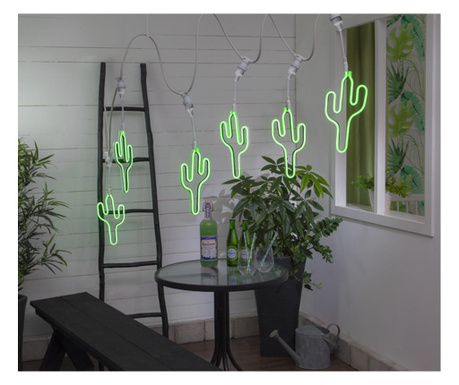 Lustra de exterior Best Season, Partylight Cactus, plastic, verde, 16x2x52 cm
