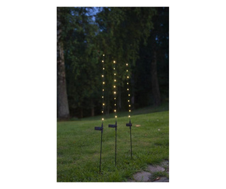 Set 3 lampi solare cu LED Best Season, Gardenstick Flexy, 3 pcs, metal, negru, 6x4x80 cm