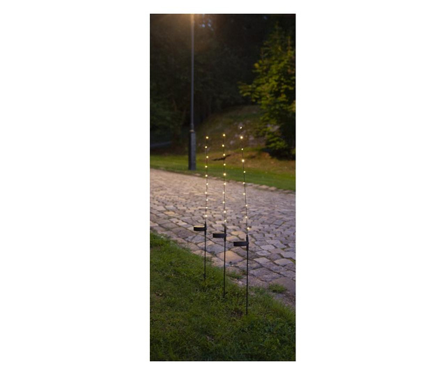 Set 3 lampi solare cu LED Best Season, Gardenstick Flexy, 3 pcs, metal, negru, 6x4x80 cm