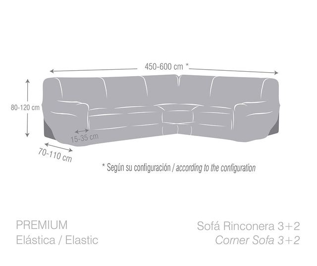 Podesiva navlaka za kutnu garnituru s 4 mjesta Premium Taupe 350x70x80 cm