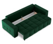 Canapea extensibila 3 locuri Kooko Home, Alto Velvet Bottle Green and Wenge Brown, verde, 250x106x90 cm