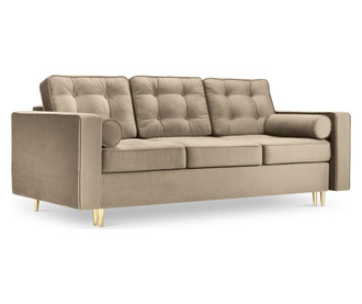 Sofa trosjed na razvlačenje Palais Velvet Beige and Gold