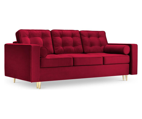 Palais Velvet Red and Gold Háromszemélyes kihúzható kanapé