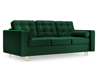 Palais Velvet Bottle Green and Gold Háromszemélyes kihúzható kanapé