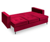 Canapea extensibila 3 locuri Interieurs 86, Palais Velvet Red and Black Chrome, rosu, 225x100x95 cm