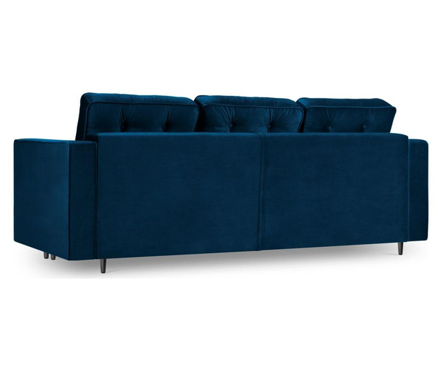 Palais Velvet Royal Blue and Black Chrome Háromszemélyes kihúzható kanapé