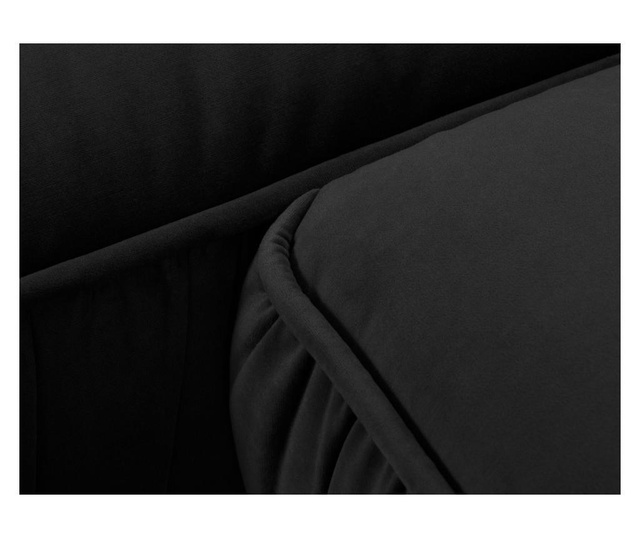 Desna kotna sedežna garnitura Triomphe Velvet Black and Black Chrome