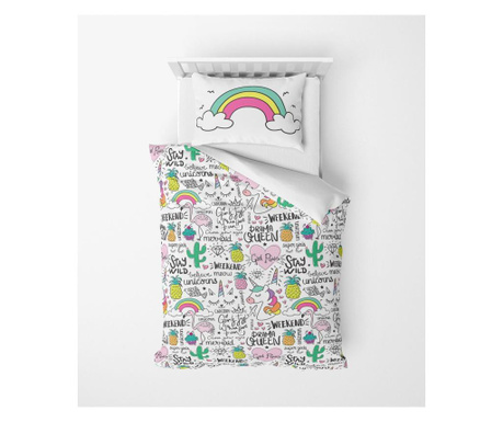 Lenjerie de pat pentru copii Oyo Home, Amaryllis, bumbac, multicolor
