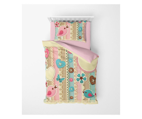 Lenjerie de pat pentru copii Oyo Home, Abutilon, bumbac, multicolor