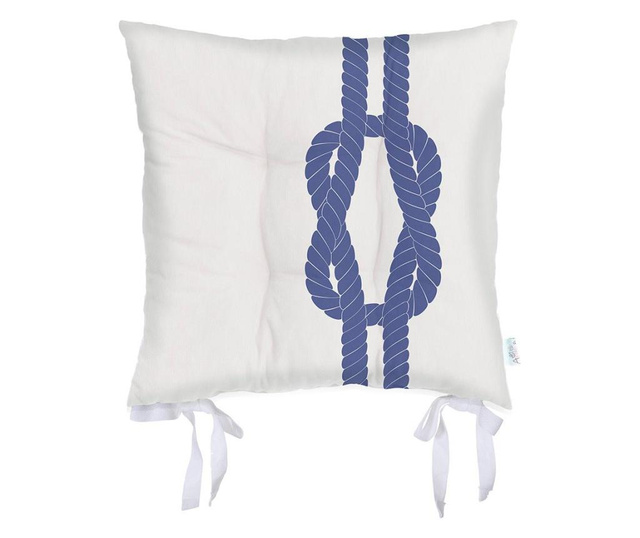Възглавница за седалка Knot White Blue 37x37 cm