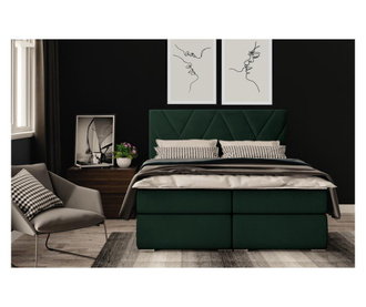 Pat cu saltea si tablie de pat Maison De Reve, Opulance 
Bottle Green, Tablie de pat: cadru din lemn, 160x200 cm, verde