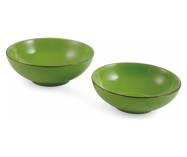 Set 2 boluri pentru salata Villa D'este, Baita Green, ceramica, verde, 1x1x1 cm