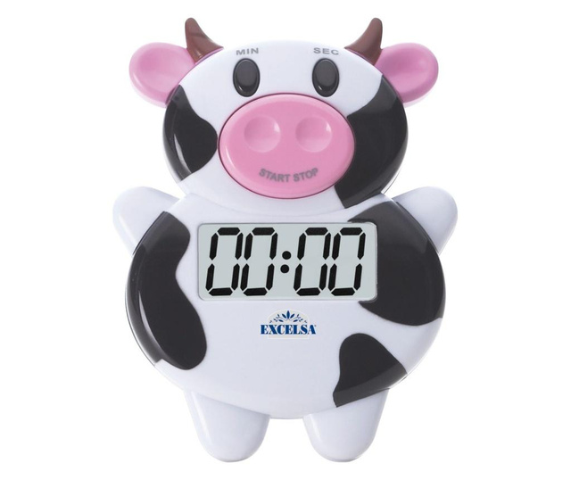 Cronometru bucatarie Excelsa, Nice Time Cow Shaped, plastic, 10x10 cm