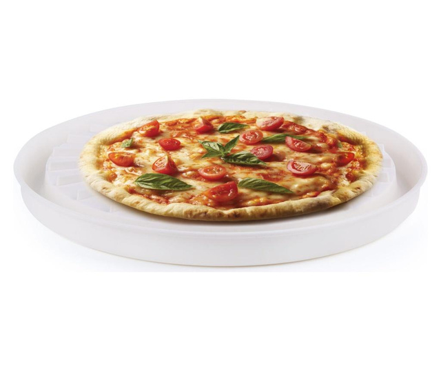 Tava microunde pentru pizza Excelsa, polipropilena, alb/portocaliu, 27x27x3 cm