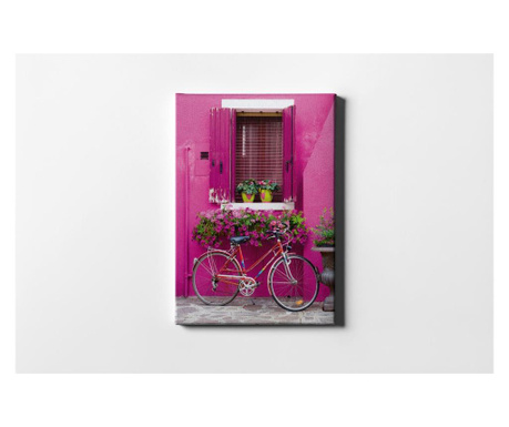 Tablou Pink Window And Bicycle 30x40 cm