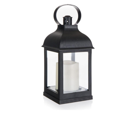 Felinar cu LED Home Decor, plastic, negru, 10x10x22 cm