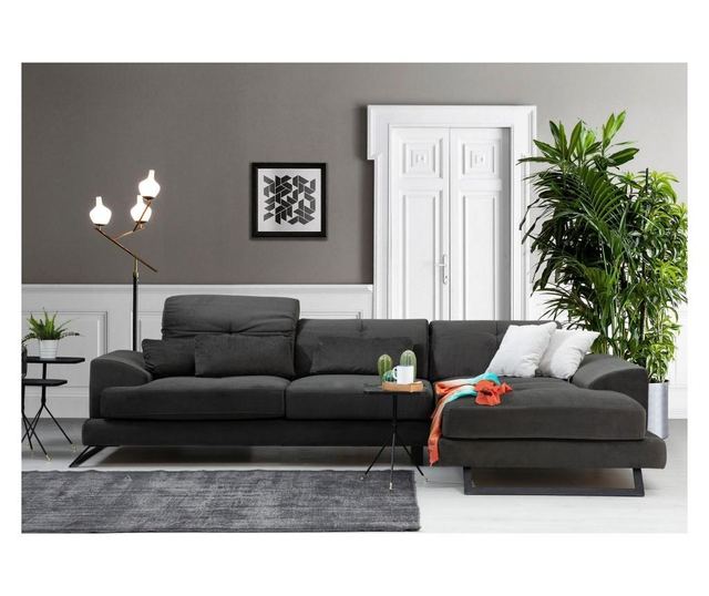 Coltar dreapta Artie, Frido, gri antracit, 92x308x100 cm