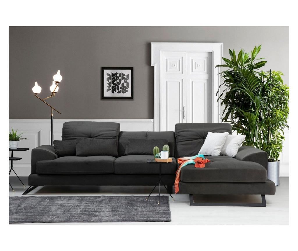 Coltar dreapta Artie, Frido, gri antracit, 92x308x100 cm - 6