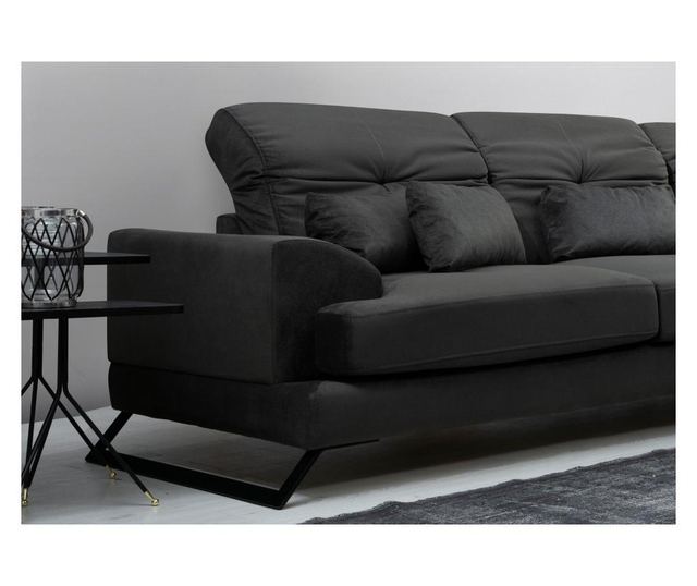 Coltar dreapta Artie, Frido, gri antracit, 92x308x100 cm