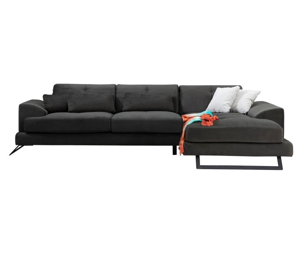Coltar dreapta Artie, Frido, gri antracit, 92x308x100 cm - 11