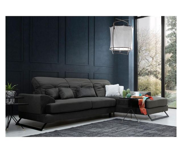 Coltar dreapta Artie, Frido, gri antracit, 92x308x100 cm