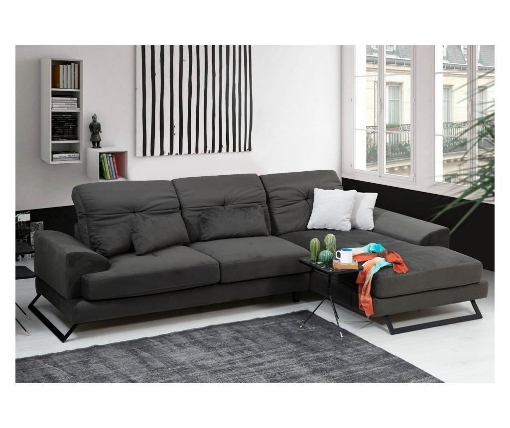 Coltar dreapta Artie, Frido, gri antracit, 92x308x100 cm - 7