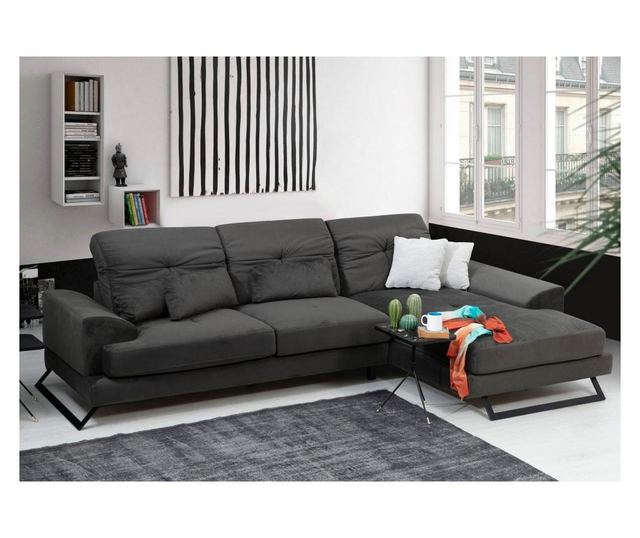 Coltar dreapta Artie, Frido, gri antracit, 92x308x100 cm