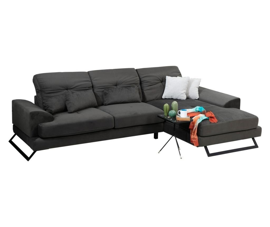 Coltar dreapta Artie, Frido, gri antracit, 92x308x100 cm - 2
