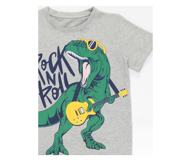 Set tricou si pantaloni pentru baieti Mushi, Rock Dino, gri-verde