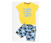 Set tricou si pantaloni pentru baieti Mushi, Sharks, galben si bleumarin