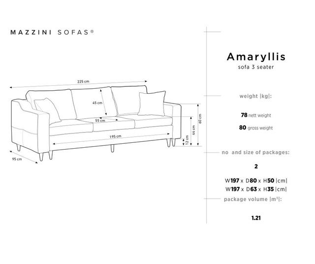Разтегателно  триместно канапе Amaryllis Grey