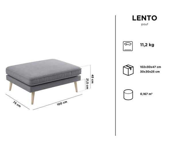 Taburet pentru picioare Kooko Home, Lento  Light Beige, bej deschis