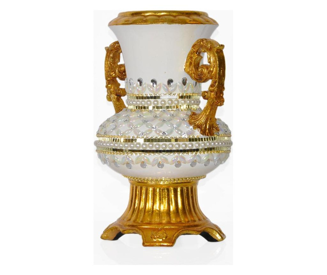 Vaza Bettina, ceramica, 28x22x36 cm, alb/auriu