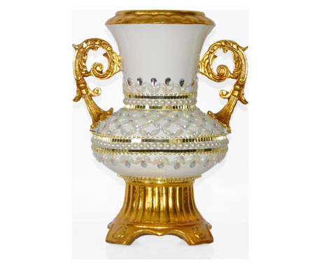 Vaza Bettina, ceramica, 28x22x36 cm, alb/auriu