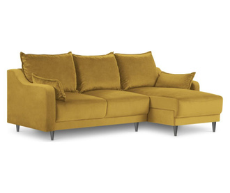 Coltar reversibil extensibil Mazzini Sofas, Lilas Yellow, galben auriu, 220x150x90 cm