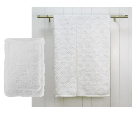 Zestaw 2 ręczników kąpielowych Lattice White